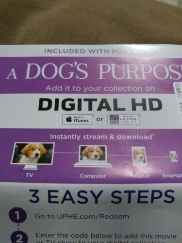 A Dog's Purpose (2017 film) (Digital HD Ultraviolet Code ONLY)