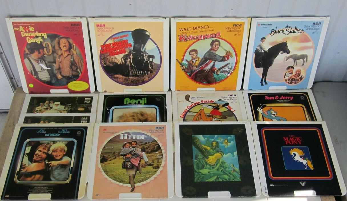 CED VideoDisc 13 DISC Lot - Movies Disney Chitty Bang Heidi Tom Jerry Kidnapped