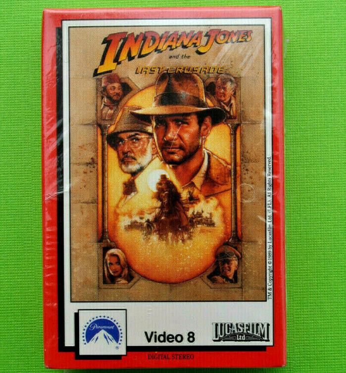 1989 Video 8 INDIANA JONES and the LAST CRUSADE NEW Vintage Lucas Film ~SEALED