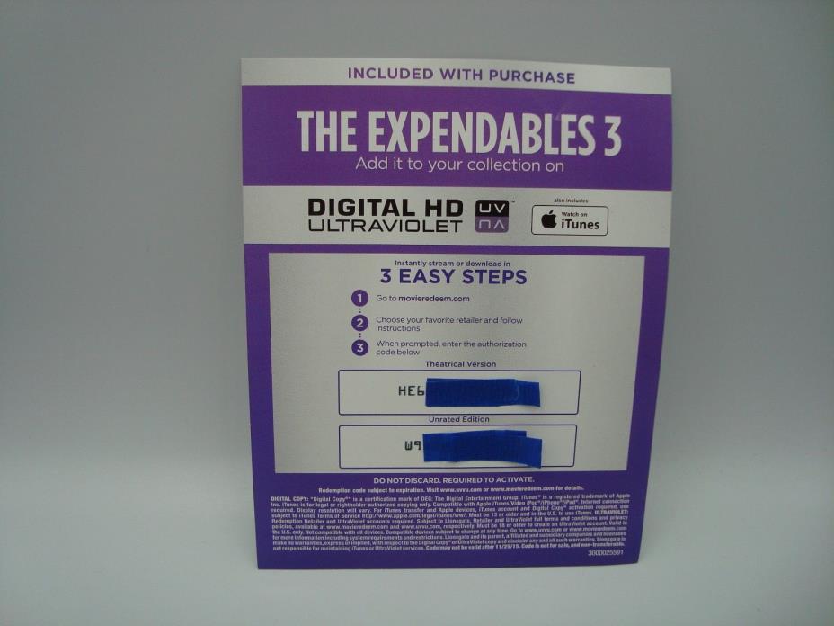 The expendables 3 uv digital CODE ONLY, starring Sylvester Stallone, Jason Stath