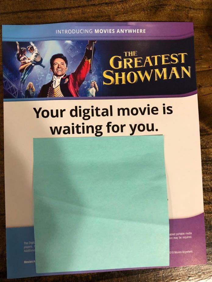 The Greatest Showman Digital Code Only