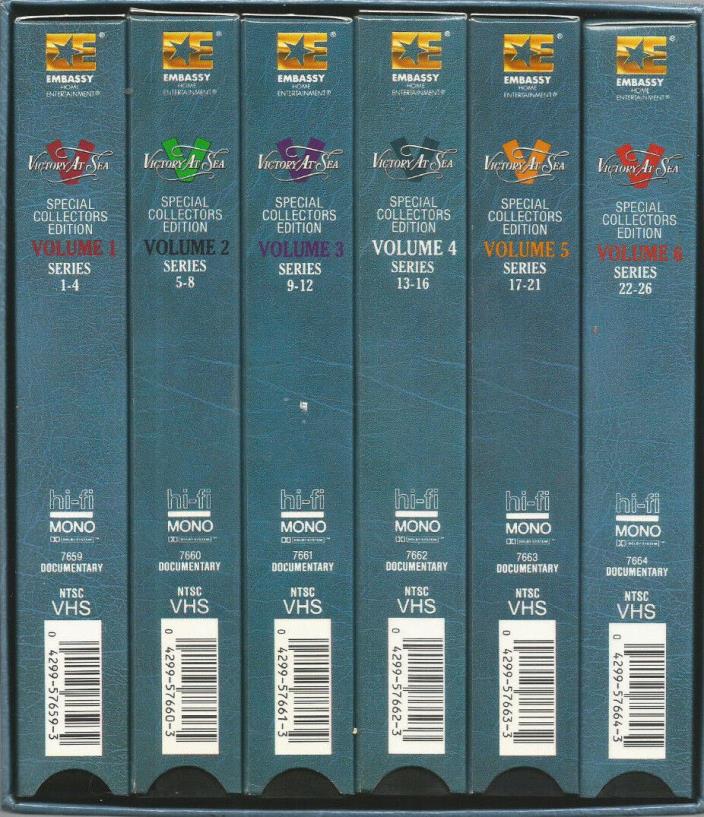 EMBASSY FILMS **VICTORY AT SEA**  *,1996- SET OF 6 VHS'S, Series 1-26, very good