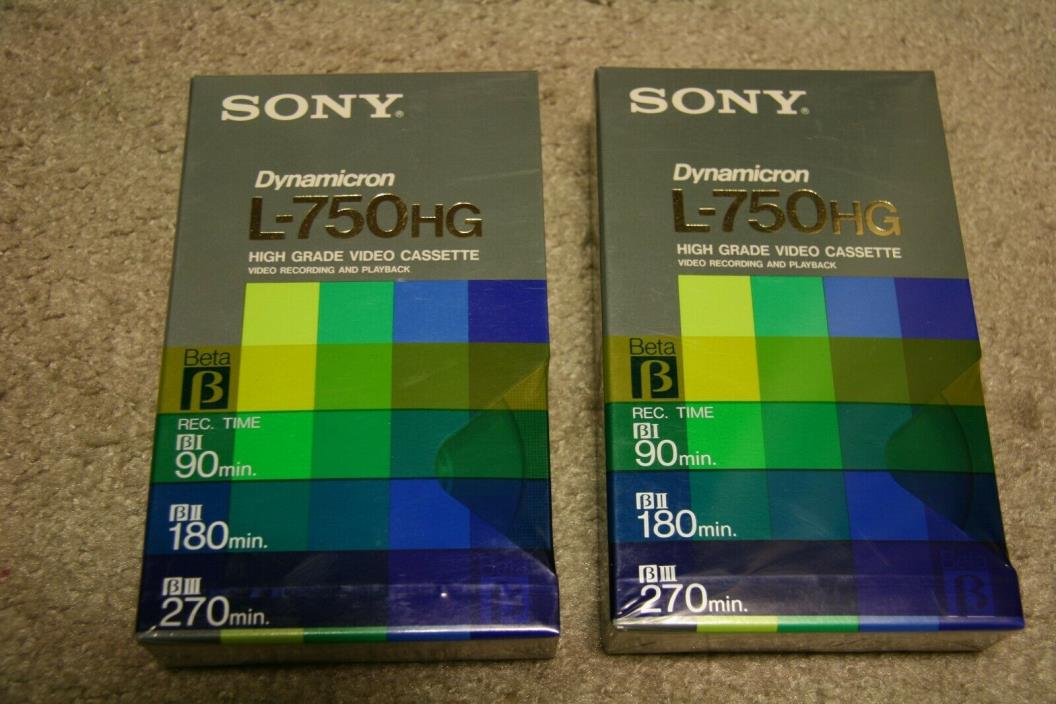 2 SONY DYNAMICRON L-750HG BETA CASSETTE TAPES NEW AND SEALED