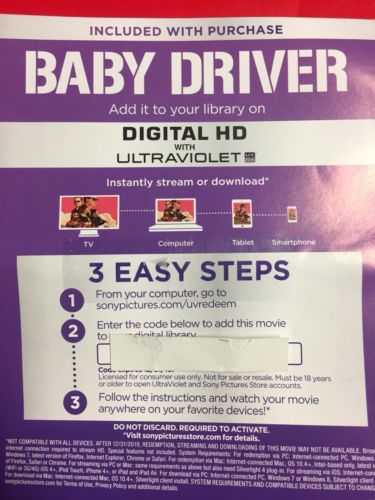 Baby Driver HD Ultraviolet Digital Code