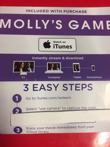 Molly’s Game HD Digital Code (Read DESCRIPTION)