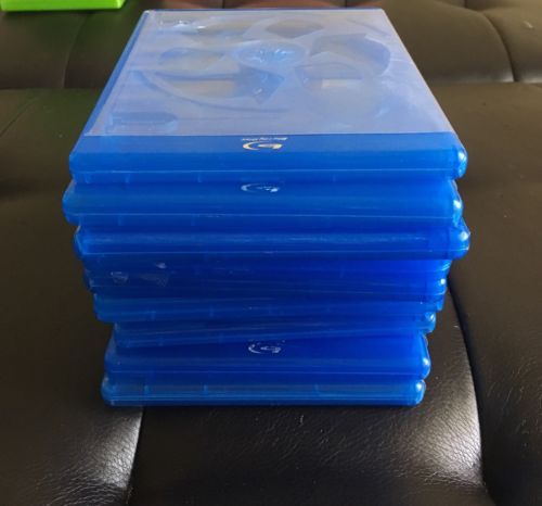 Lot of 10 Empty, Blue Blu Ray DVD Single Disc Replacement Cases With Logo