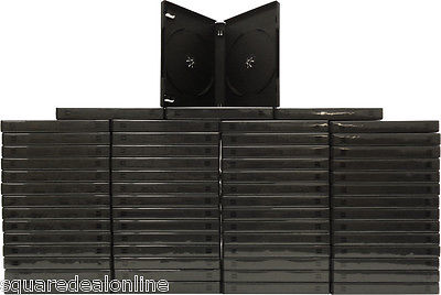 (60) DV2R22BK Double DVD 2-DVD 2DVD Boxes Cases Black New 22mm Plastic Sleeve