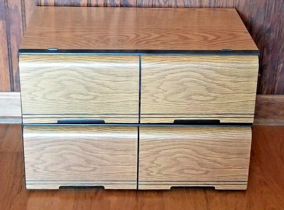 Lot x2 VHS VCR 18 CASSETTE TAPE 2 DRAWER ORGANIZERS STORAGE BOX WOOD GRAIN LOOK