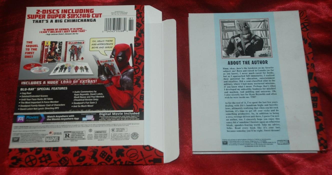 Limited BD SLIPCOVER & HARDCOVER BOOK - FITS Deadpool 2 BD Ed -COVER/Book ONLY