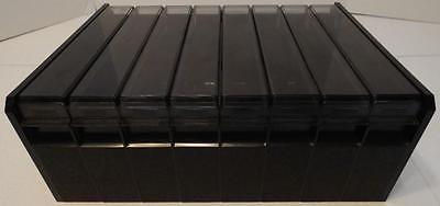 VHS VCR 8 CASSETTE TAPE HOLDER BLACK PLASTIC ORGANIZER STORAGE BOX