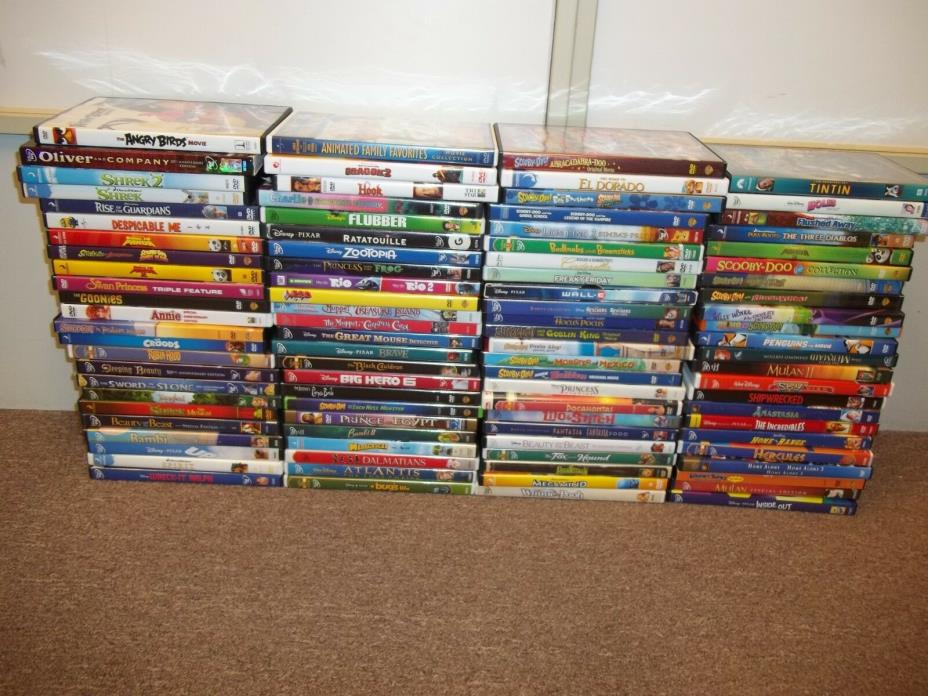 97 empty DVD cases with artwork all kids movies