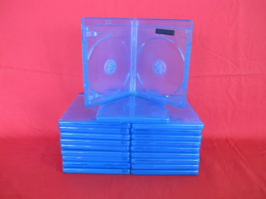 Lot of 20 Empty Used Blu-ray Disc Cases 12mm Double Disc each one holds 2 discs