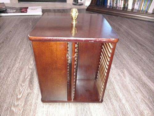 Bombay Company CD DVD Revolving Storage Mahogany, in good condition.