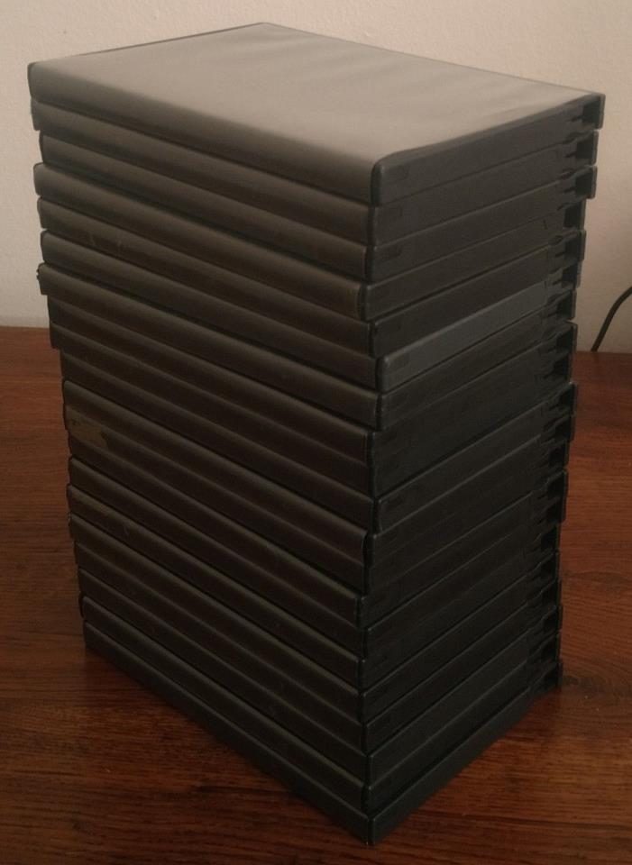 Lot of 20 Black Single Empty Blockbuster 14mm DVD Storage Cases CD Blu-ray