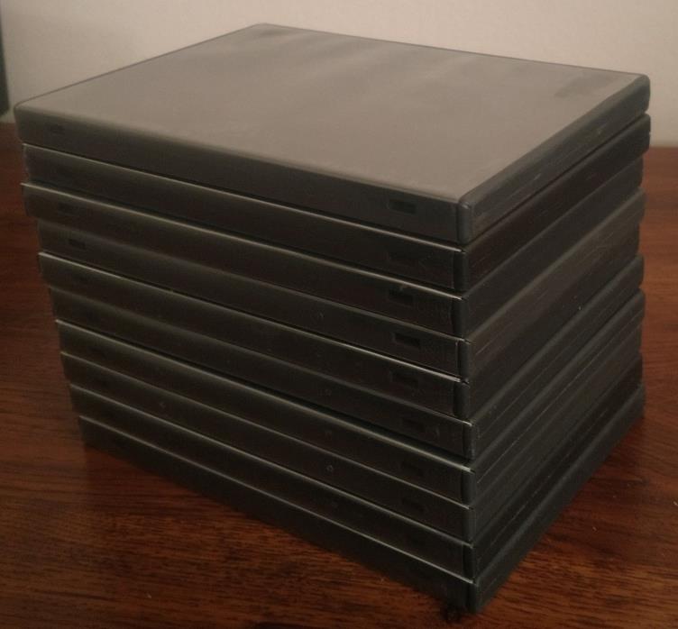 Lot of 10 Black Double 2-Disc Empty 14mm DVD Storage Cases CD Blu-ray