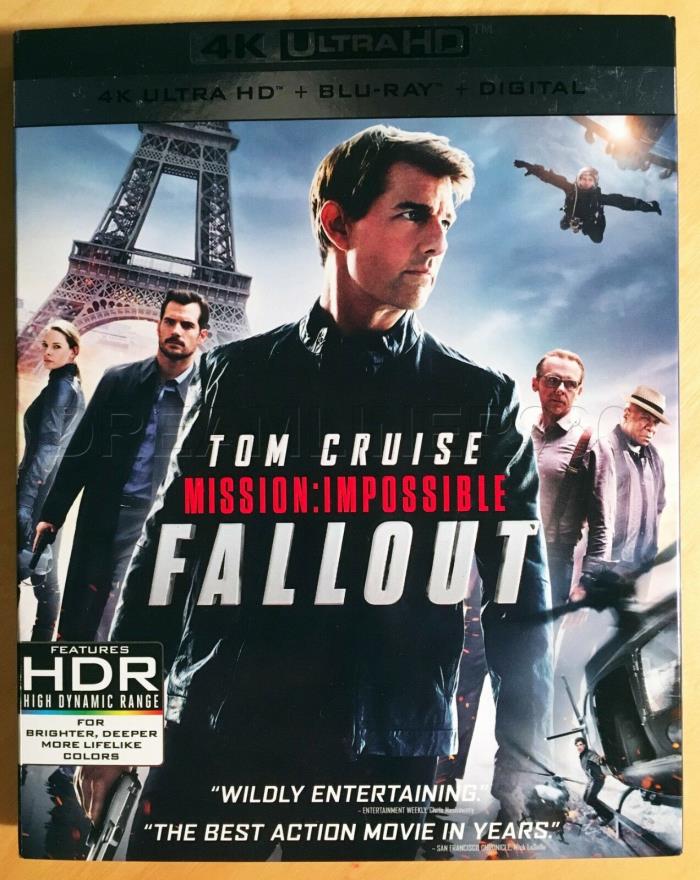 SLIPCOVER ONLY MISSION IMPOSSIBLE FALLOUT 2018 UHD 4K ULTRA HD BLU-RAY SLIPCOVER