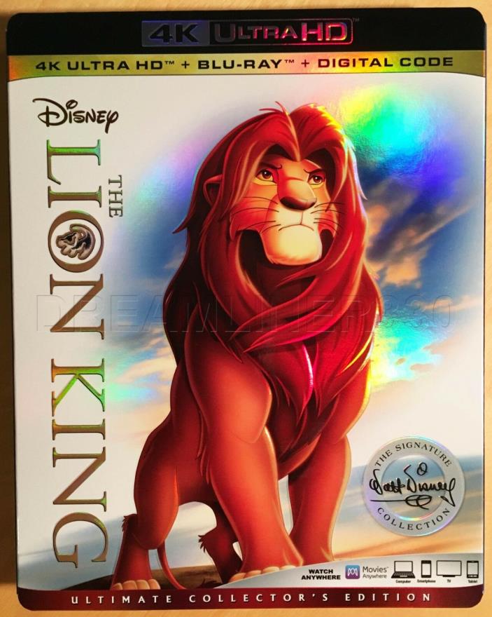 SLIPCOVER ONLY THE LION KING 2018 UHD 4K ULTRA HD BLU-RAY DISNEY SLIPCOVER ONLY
