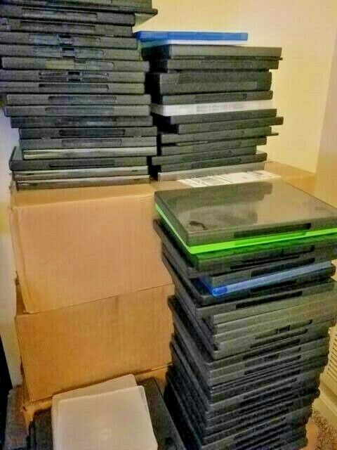 Lot of 5 Empty DVD Blu Ray Cases Blue Green Black Clear Slim