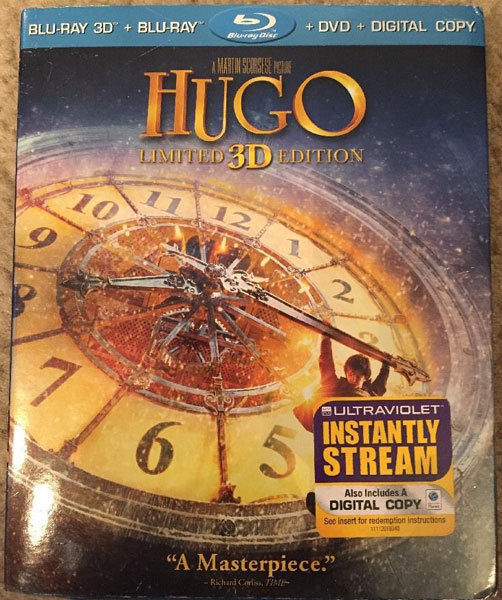 Hugo SLIPCOVER only (no movie disc or case) blu-ray 3d