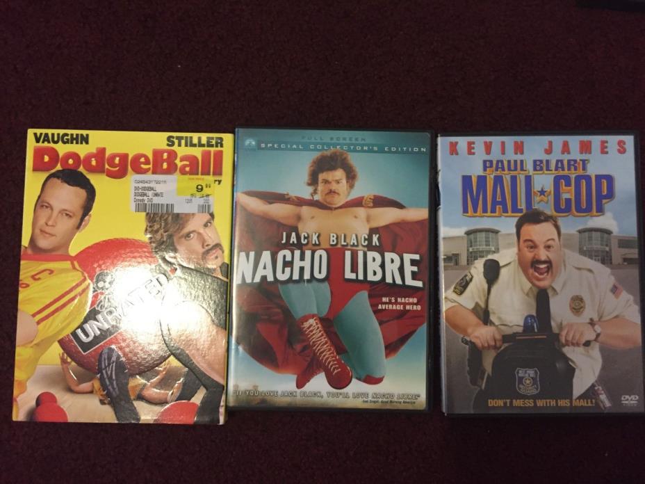 Lot of 3 movies  - Dodgeball  Nacho Libre and Paul Blart Mall Cop