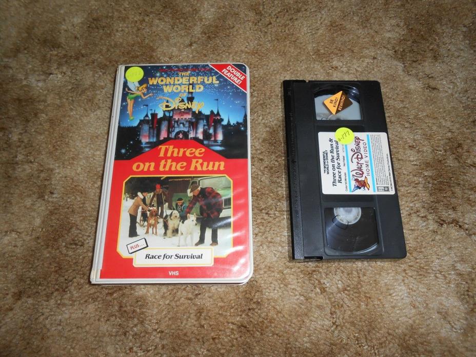 The Wonderful World Of Disney Three On The Run Rare & OOP Original Clamshell VHS