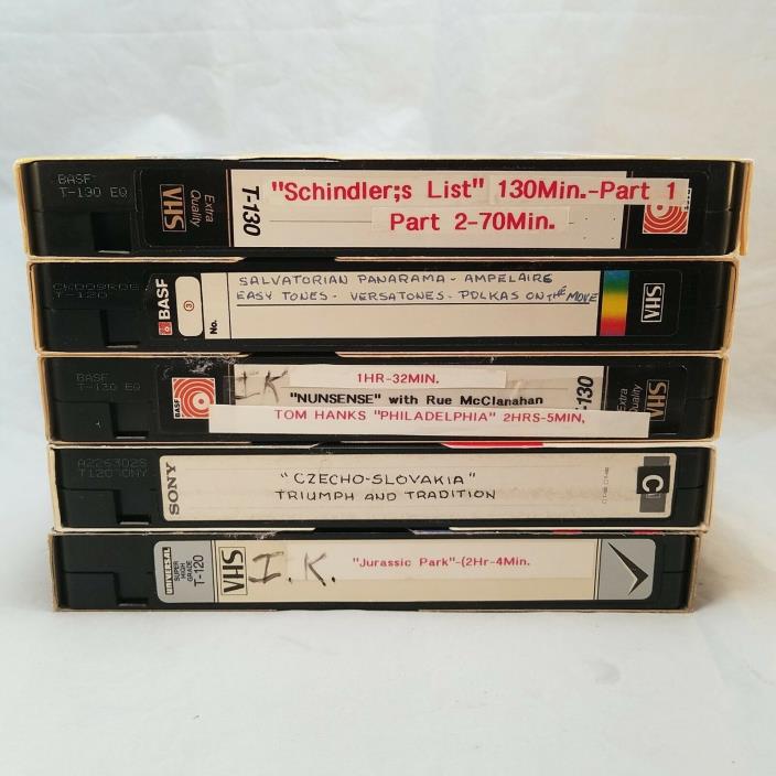 5 VHS VIDEO TAPES - VARIOUS TV SHOWS/MOVIES - SOLD AS BLANKS