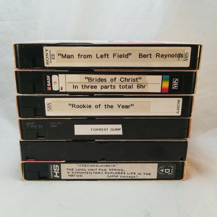 6 VHS VIDEO TAPES - VARIOUS TV SHOWS/MOVIES - SOLD AS BLANKS