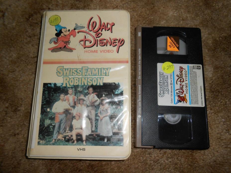 Walt Disney Home Video Swiss Family Robinson VHS White Clamshell 1960 RARE