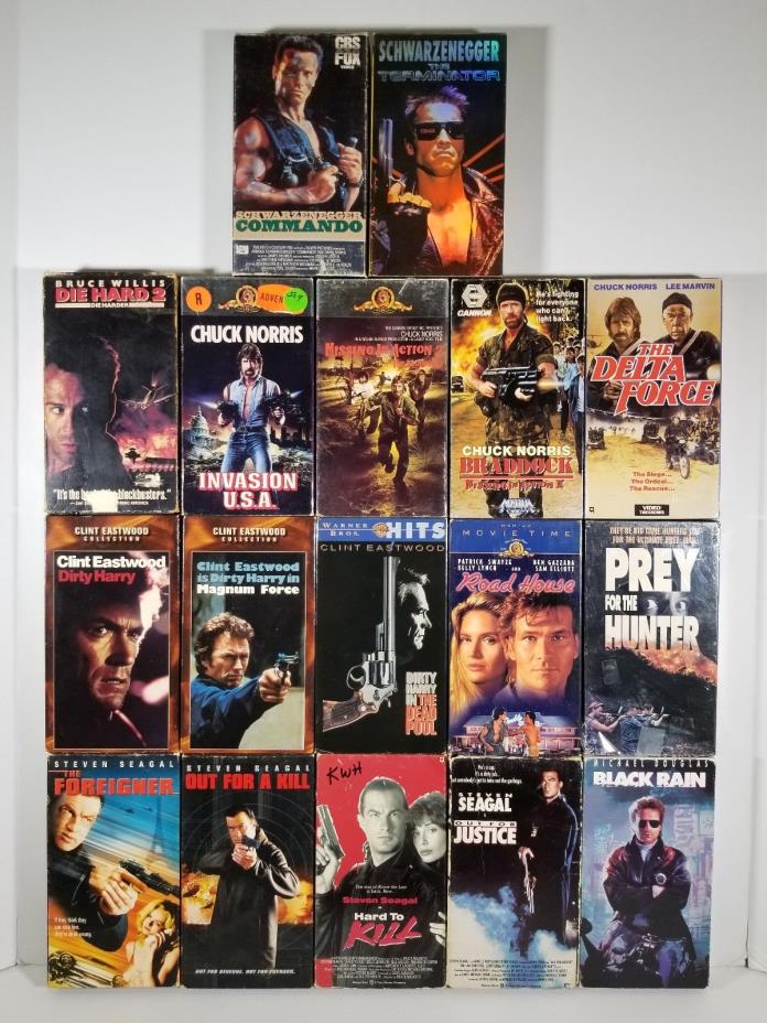 Lot of 15 Classic Action VHS! - MIA, Die Hard 2, Dirty Harry, Road House