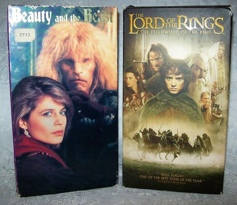 The Lord of the Rings: Fellowship of the Ring (VHS 2002)& Beauty & the Beast VHS