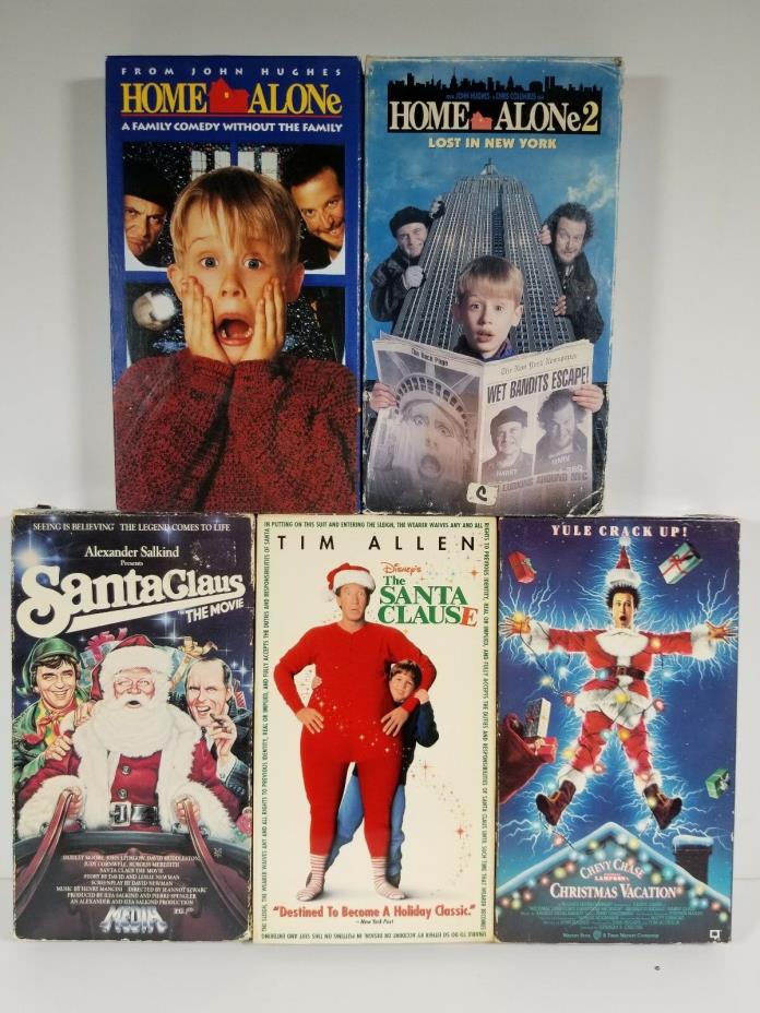 Lot of 5 Christmas Classic VHS - Home Alone, Christmas Vacation, Santa Clause