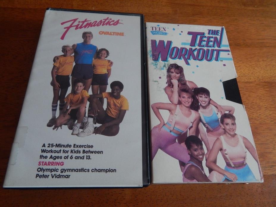 Fitnastics w/ Peter Vidmar + The Teen Workout w/ Tamilee Webb (VHS x 2) OOP HTF