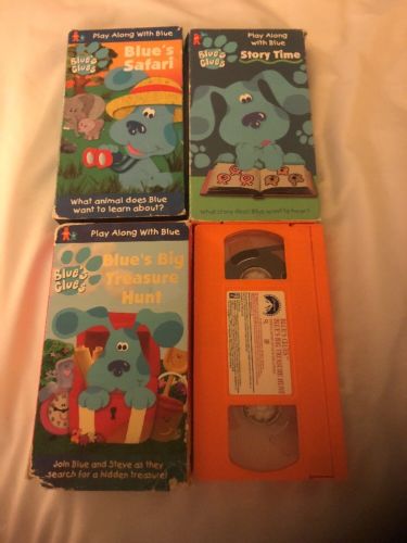 3 VHS Lot Blue's Clues Big Treasure Hunt 1999 Safari Story Time Steve Vintage!