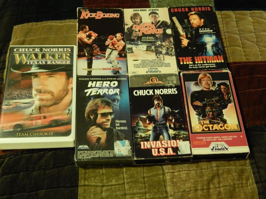 CHUCK NORRIS VHS (LOT) Invasion USA_The Octagon_Hero and The Terror_The Hitman_+