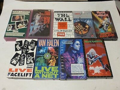 Lot of  9 Rock Concert VHS Pink Floyd Iron Maiden Ozzy Lennon V Halen R Waters