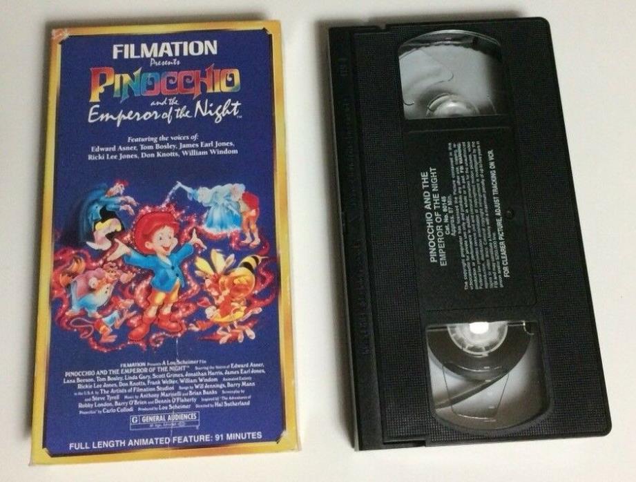 Rare VHS FILMATION PINOCCHIO and the EMPEROR OF THE NIGHT 1987