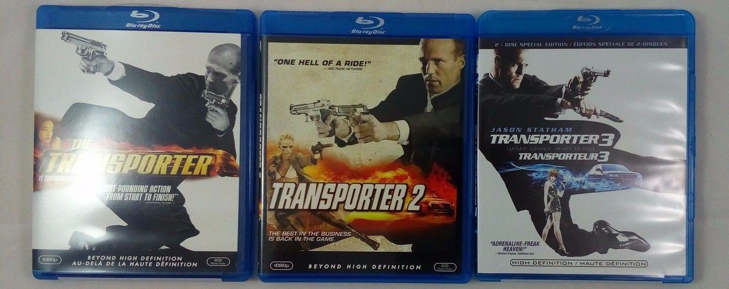 LOT OF 3 ACTION MOVIES: THE TRANSPORTER 1-3 -Blu Ray