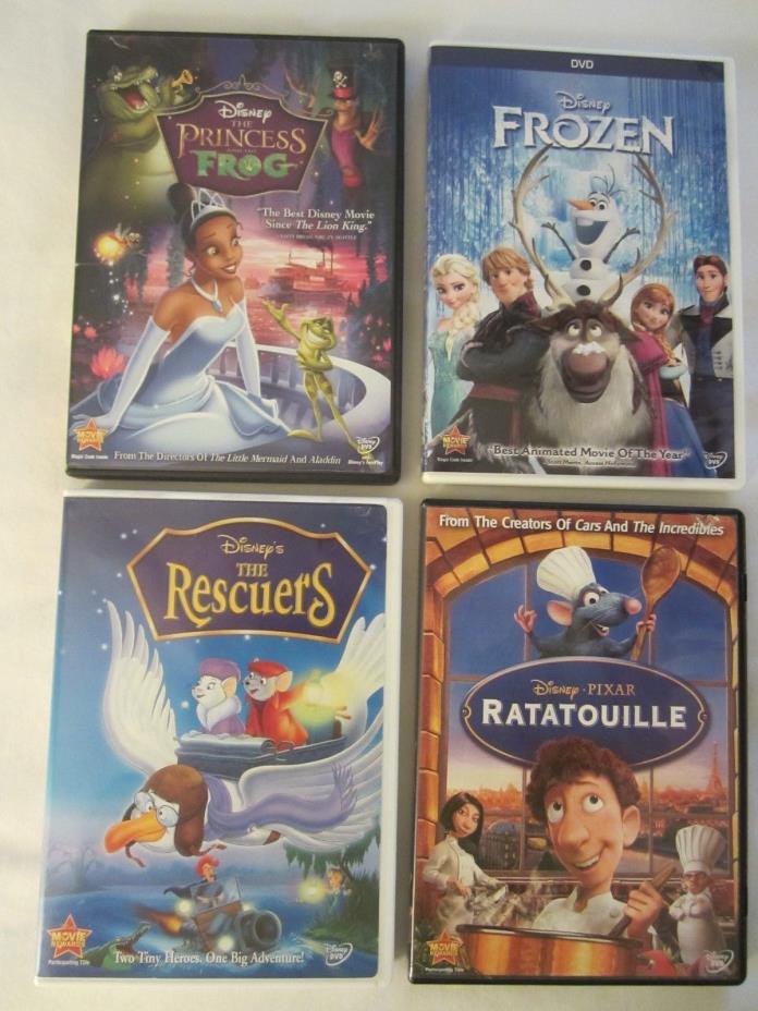 DISNEY 4pc LOT DVD FROZEN, PRINCESS & THE FROG, THE RESCUERS, RATATOUILLE