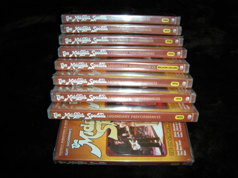 Large Lot of 8 Burt Sugarman's Midnight Special Concert Compilation DVDs 70s
