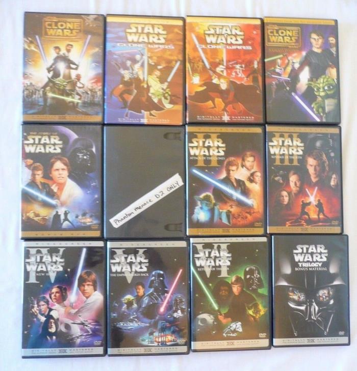 DVD Lot-Star Wars Episodes I-VI, Bonus, & Clone Wars Volume One Two