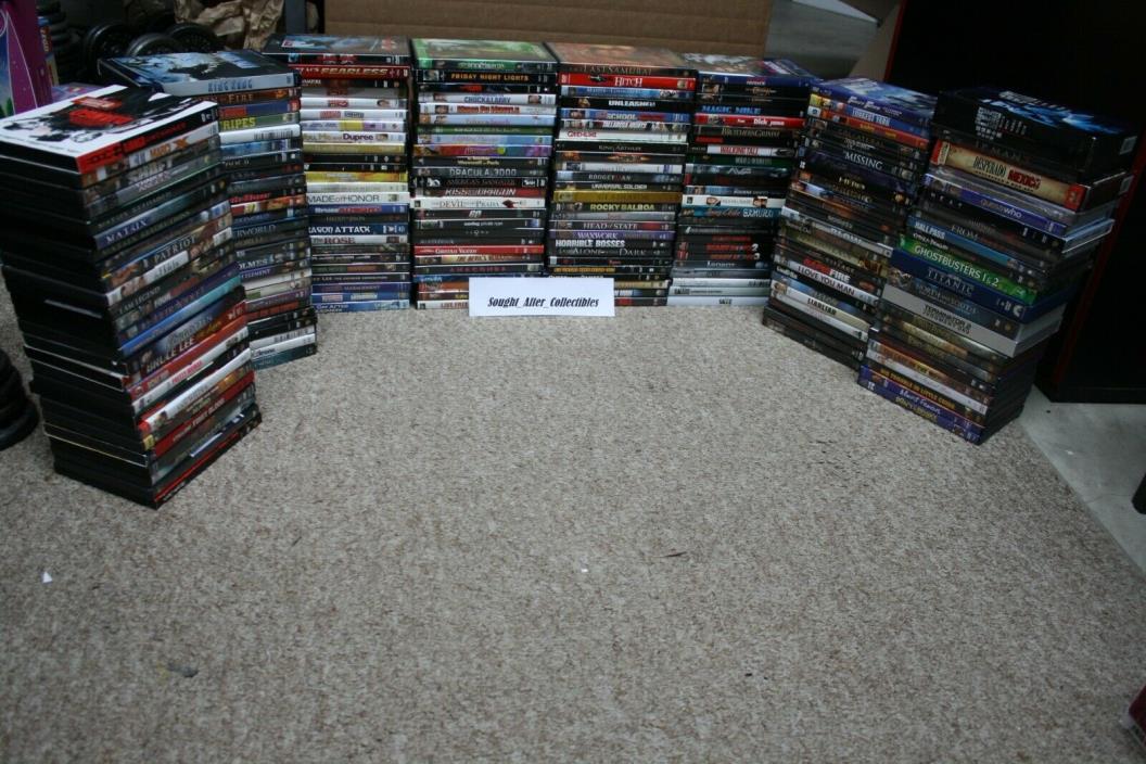 Lot of 200 Used ASSORTED DVD Movies Used DVDs Lot - Wholesale 1.50 per DVD!