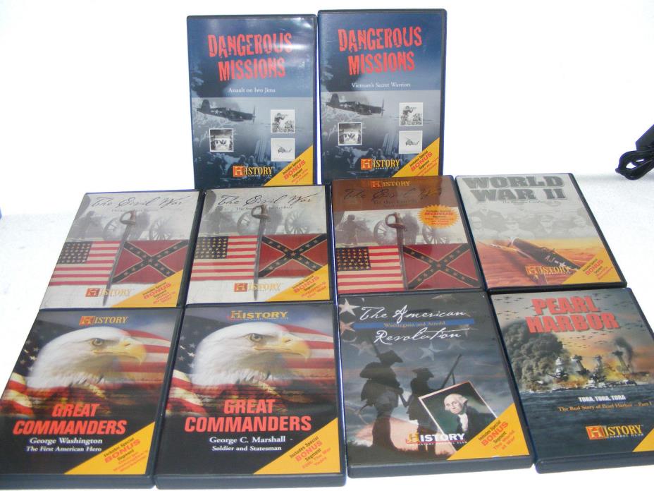 10 The History Channel Club America's Civil War & WWII DVD Collection LOT