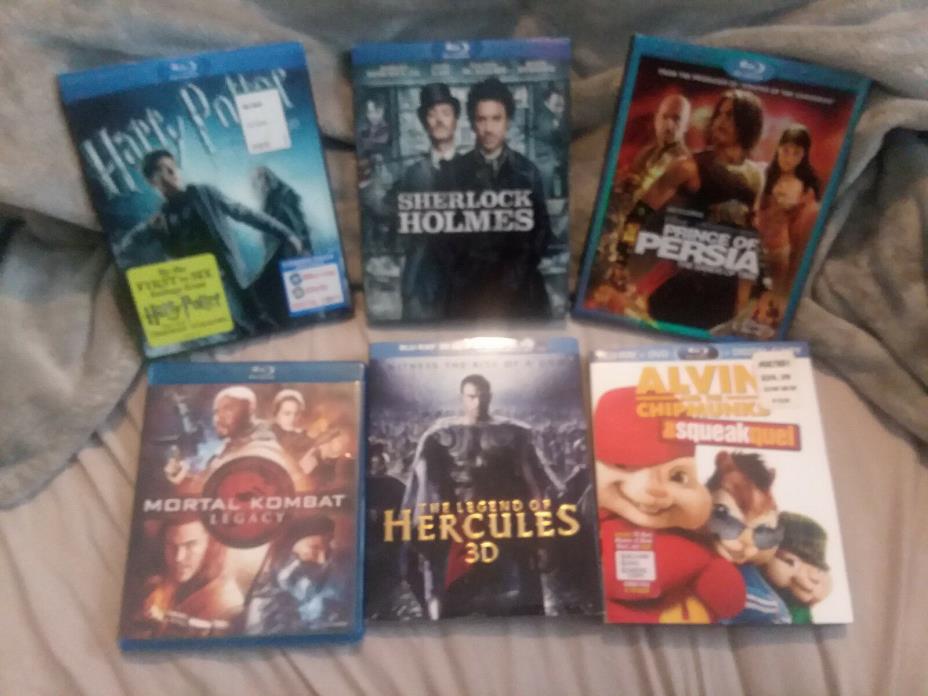 Blu Ray movies lot: 6 different: Harry Potter,,Sherlock Holmes. Hercules more