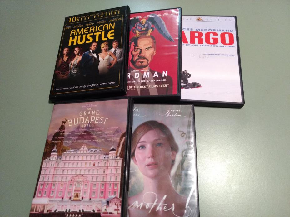 Lot of 20 Popular DVD: American Hustle, Birdman, Fargo, Training Day, Mother!