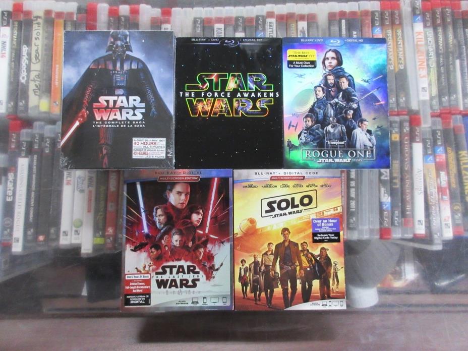BRAND NEW STAR WARS Complete Movie Blu Ray Collection (Blu Ray + DVD + Digital)