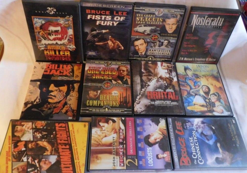 Lot Of 11 Classic DVD Movies Used Bruce Lee Billy Jack Killer Tomatoes Brutal