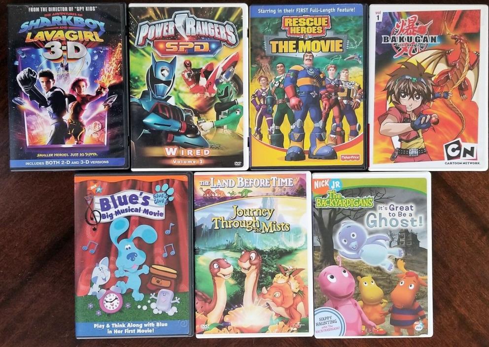 Lot of 7 Children's DVDs Blue's Clues, Backyardigans, Bakugan, Power Rangers