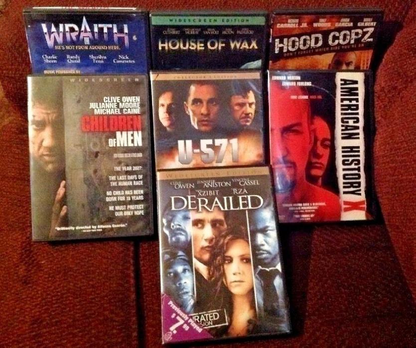 Lot Of 7 DVD Movies Action Suspense Supernatural PG13, R, & Not Rated