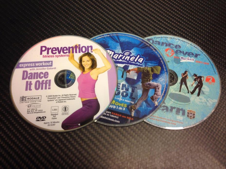 Lot of 3 Exercise DVD's (DISCS ONLY) Dance 4 Ever-Street Moves *Free Shipping*