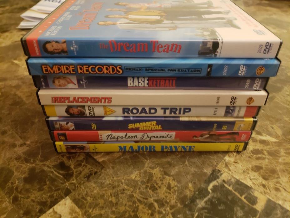 Lot of 8 Adventure Comedy DVD Movies - Road Trip, Replacements, Baseketball